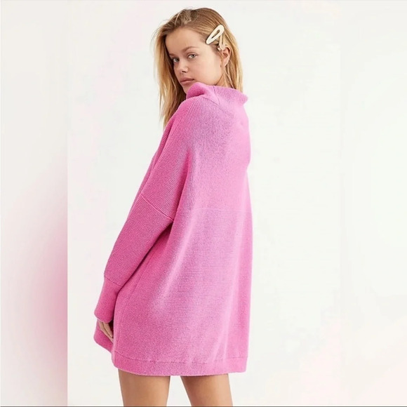 Free People Women's Ottoman Slouchy Tunic Electric Pink XS Barbie Pink - Picture 1 of 11